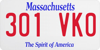 MA license plate 301VK0