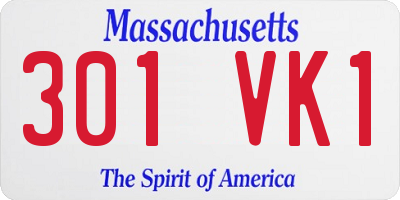 MA license plate 301VK1
