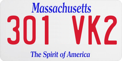 MA license plate 301VK2