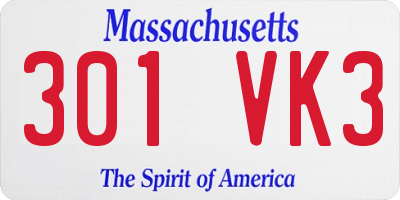 MA license plate 301VK3