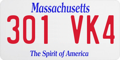 MA license plate 301VK4