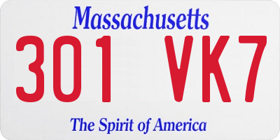 MA license plate 301VK7