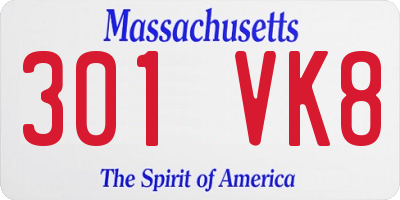 MA license plate 301VK8