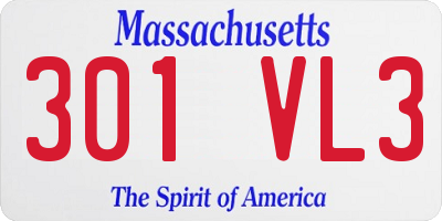 MA license plate 301VL3