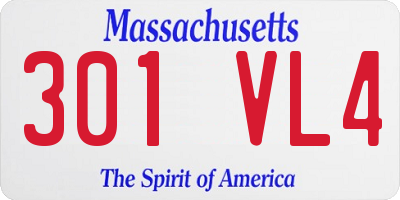 MA license plate 301VL4