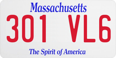 MA license plate 301VL6