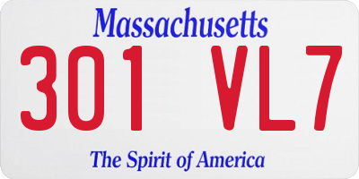 MA license plate 301VL7