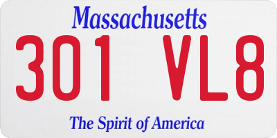 MA license plate 301VL8