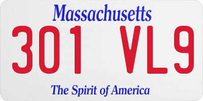 MA license plate 301VL9