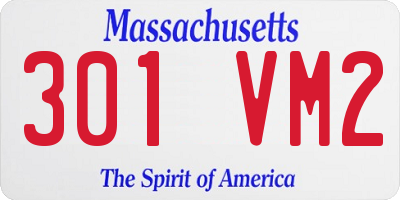 MA license plate 301VM2