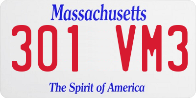 MA license plate 301VM3