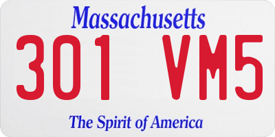 MA license plate 301VM5