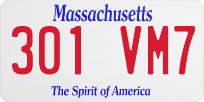 MA license plate 301VM7