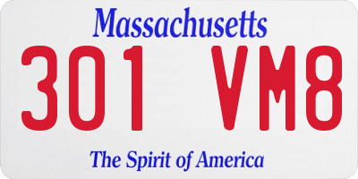 MA license plate 301VM8