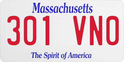 MA license plate 301VN0