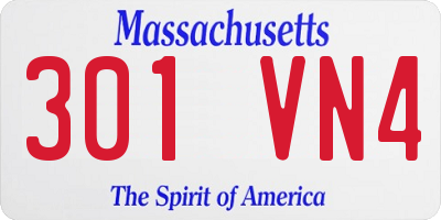 MA license plate 301VN4