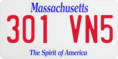 MA license plate 301VN5