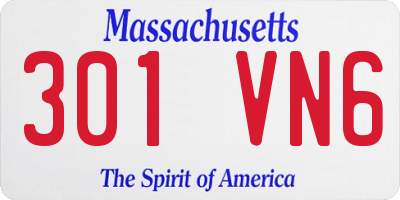 MA license plate 301VN6