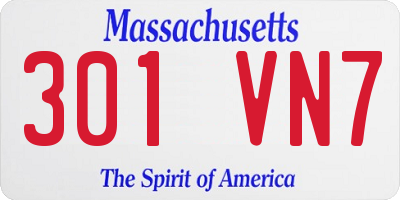 MA license plate 301VN7