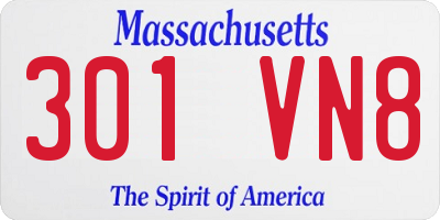 MA license plate 301VN8