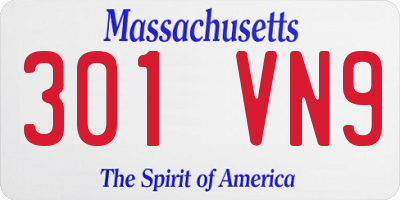 MA license plate 301VN9