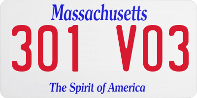 MA license plate 301VO3
