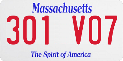 MA license plate 301VO7