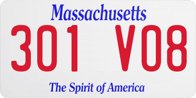 MA license plate 301VO8