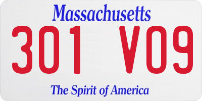 MA license plate 301VO9