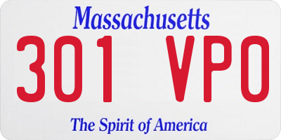 MA license plate 301VP0