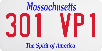 MA license plate 301VP1