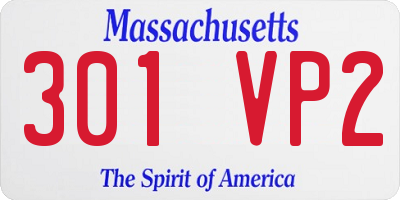 MA license plate 301VP2