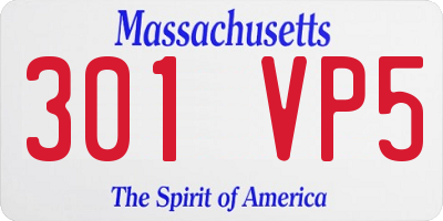 MA license plate 301VP5