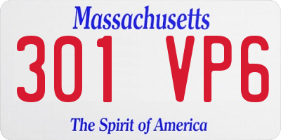 MA license plate 301VP6