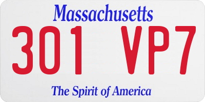 MA license plate 301VP7