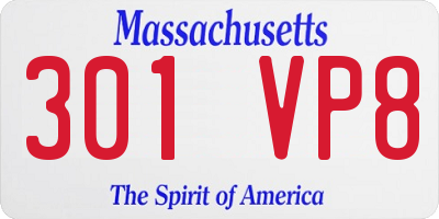 MA license plate 301VP8