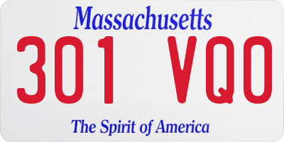 MA license plate 301VQ0