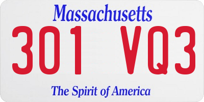 MA license plate 301VQ3