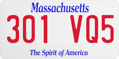 MA license plate 301VQ5