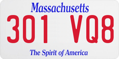 MA license plate 301VQ8