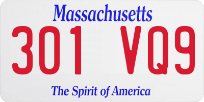 MA license plate 301VQ9