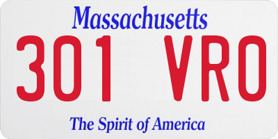 MA license plate 301VR0