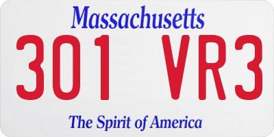 MA license plate 301VR3