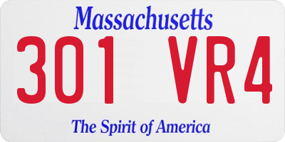 MA license plate 301VR4