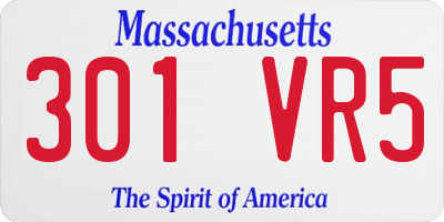 MA license plate 301VR5