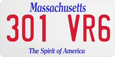 MA license plate 301VR6