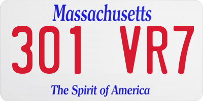 MA license plate 301VR7