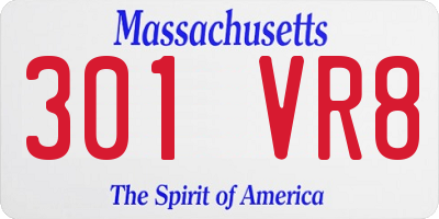 MA license plate 301VR8