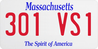 MA license plate 301VS1