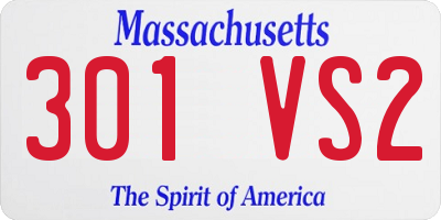 MA license plate 301VS2